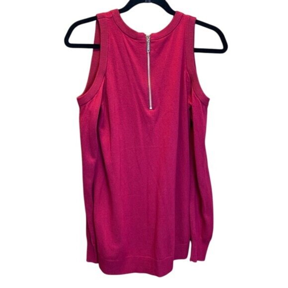 Michael Kors Dark Pink Crew Neck Open Shoulder Long Sleeve Sweater - S - Picture 2 of 10